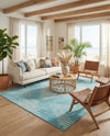 Seychelles Stripes Collection Area Rug - Mahe (Light Blue) Rectangle Light Blue  lifestyle 14