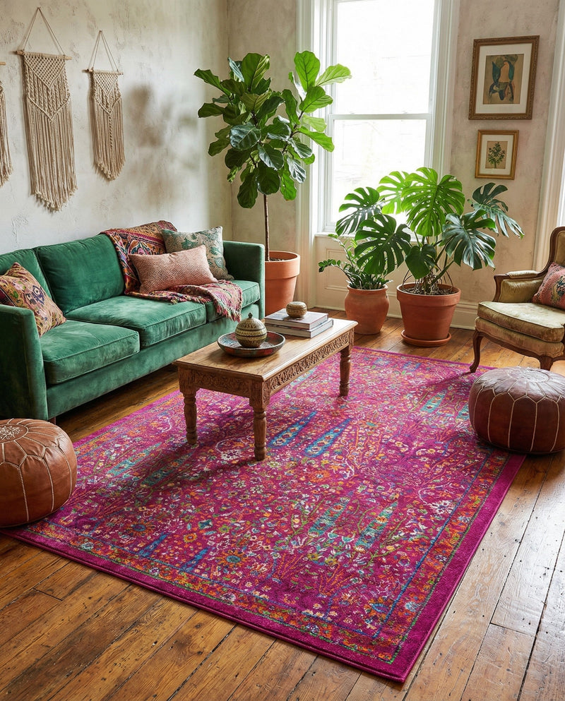 Caribbean Cove Collection Area Rug -  Tobago Rectangle Pink  lifestyle 44