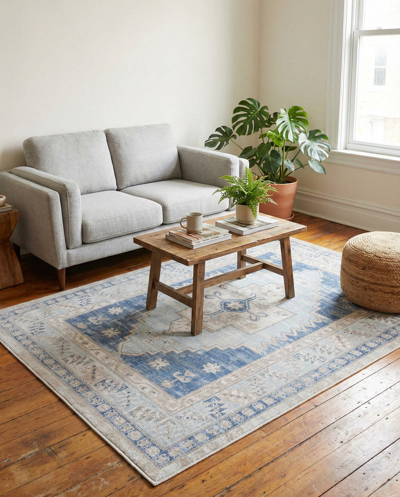 Savannah Series Collection Area Rug -  Augusta (Sky blue) Rectangle Sky blue  lifestyle 10