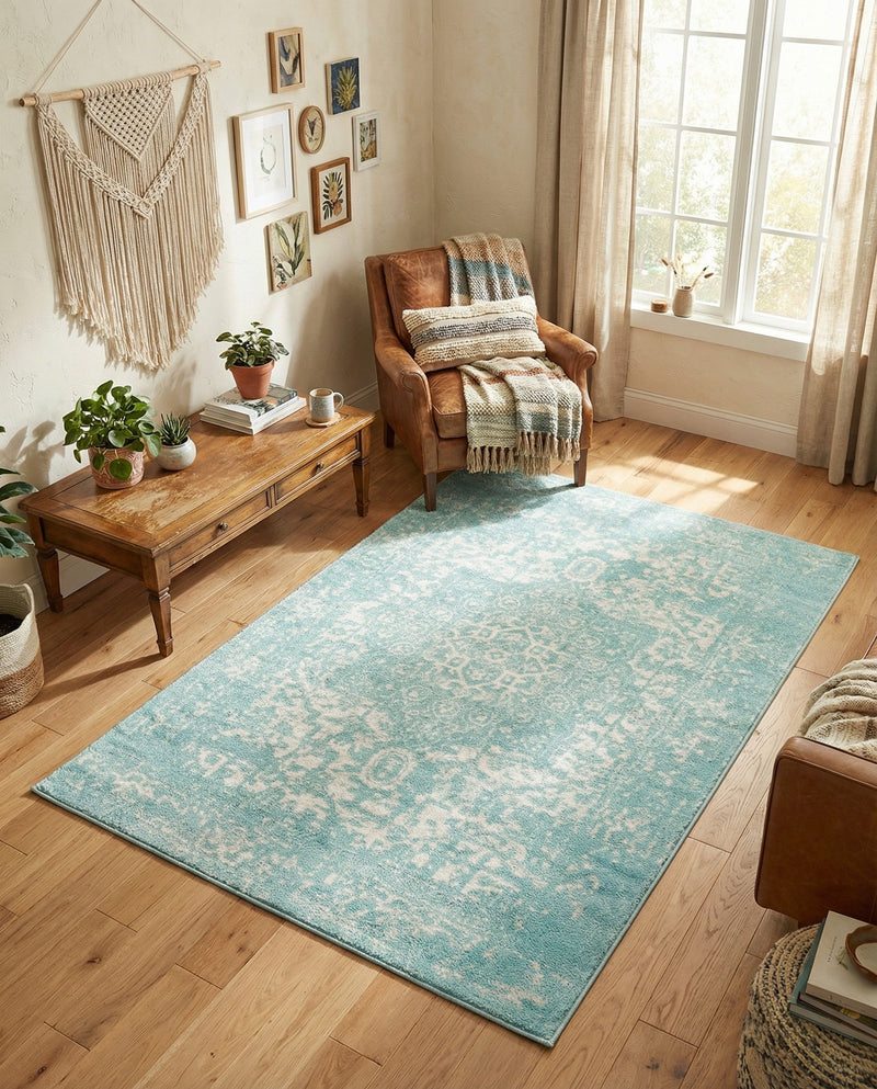 Georgetown Rugs Collection Area Rug - Dupont (Aqua) Rectangle Aqua  lifestyle 9