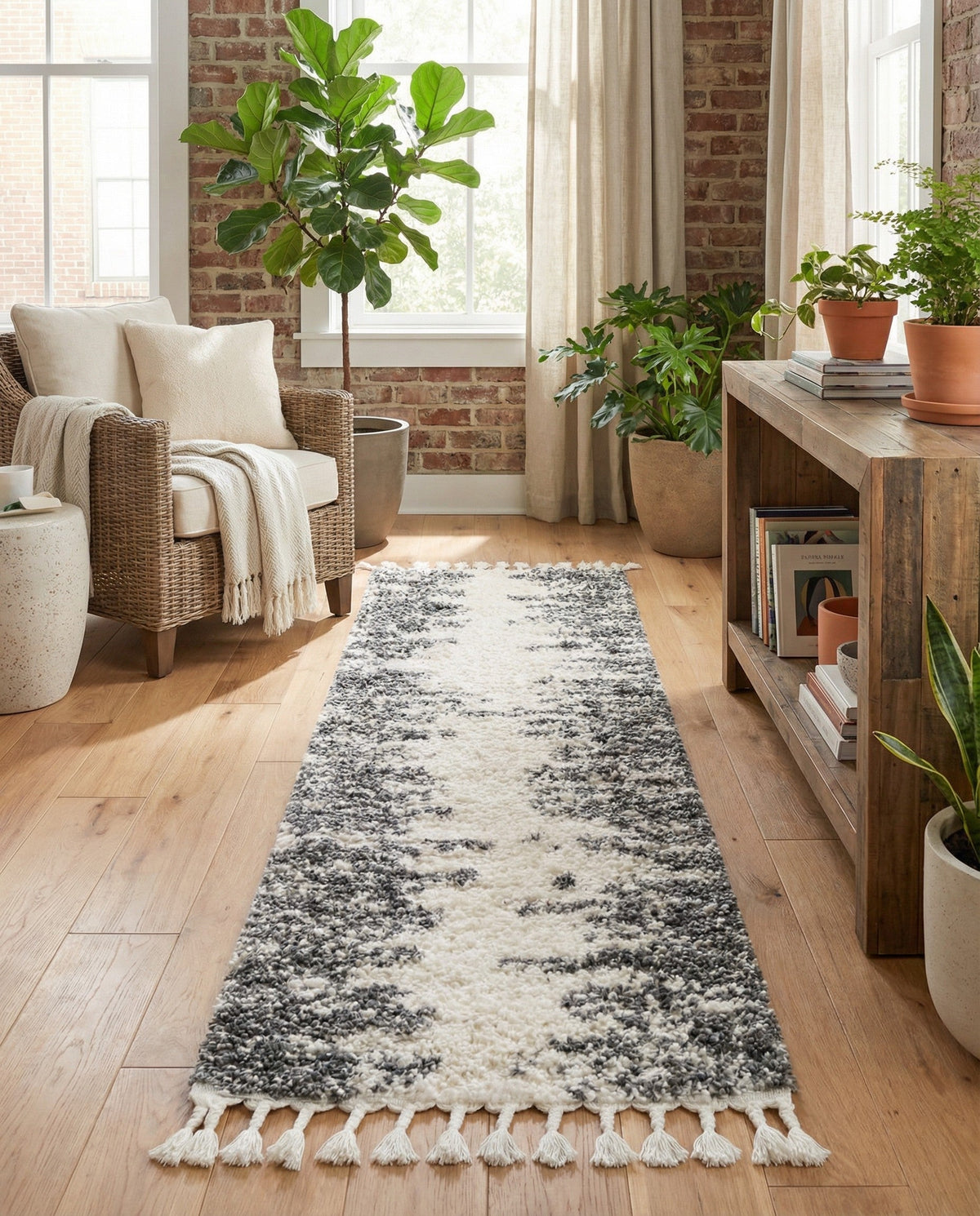 Tranquil Tides Shag Collection Area Rug - Marina Runner White  lifestyle 147