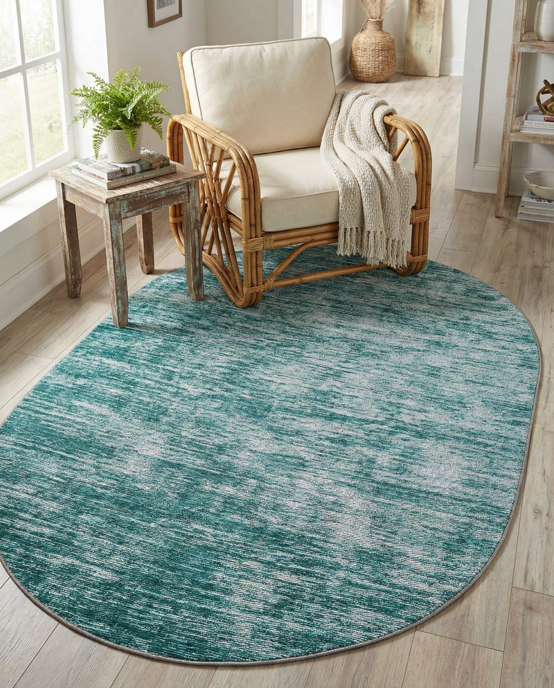 Sahara Essence Collection Area Rug - Oasis (Teal) Oval Teal  lifestyle 75