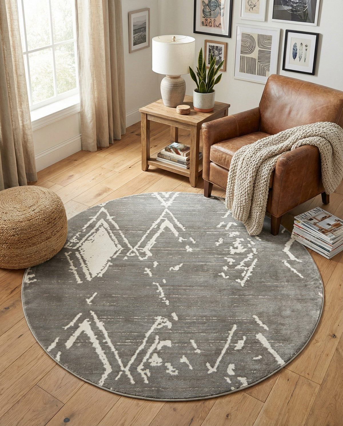 Metro Heights Collection Area Rug -  Madison Round Gray  lifestyle 146