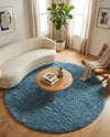Eternal Plush Oasis Collection Area Rug -  Tranquility (Aegean Blue) Round Aegean Blue  lifestyle 48
