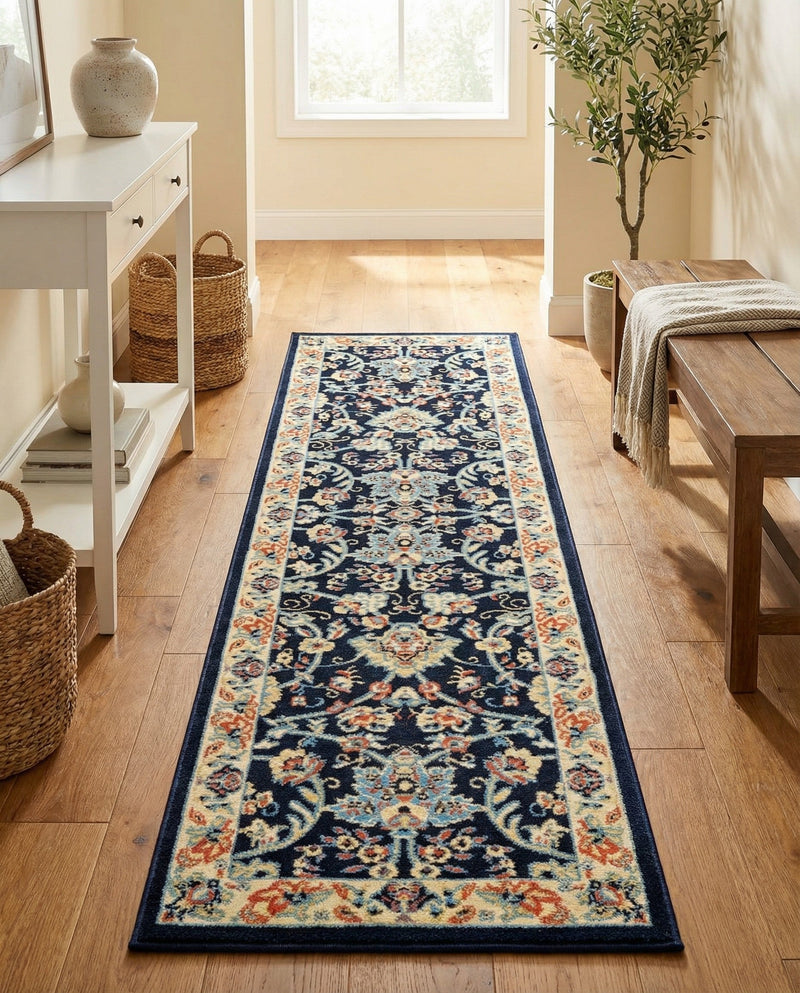 Isfahan Elegance Collection Area Rug - Naghsh-e Jahan (Navy Blue) Runner Navy Blue  lifestyle 69