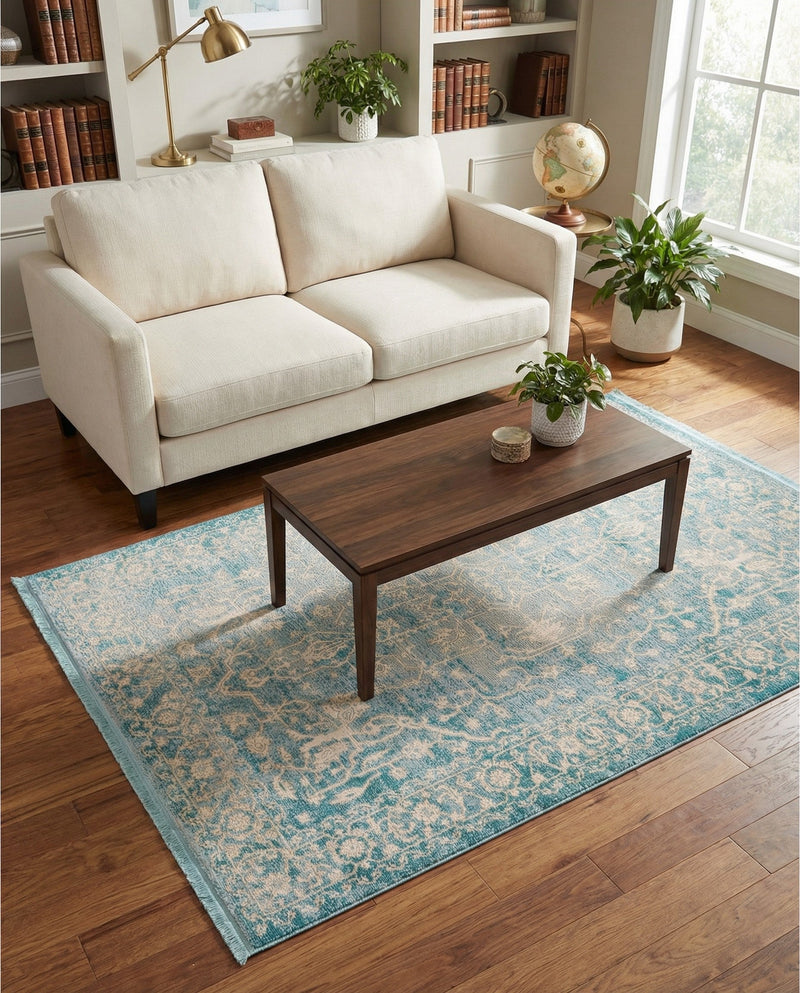 Rustic Charm Revival Collection Area Rug - Farmstead Rectangle Light Blue  lifestyle 53