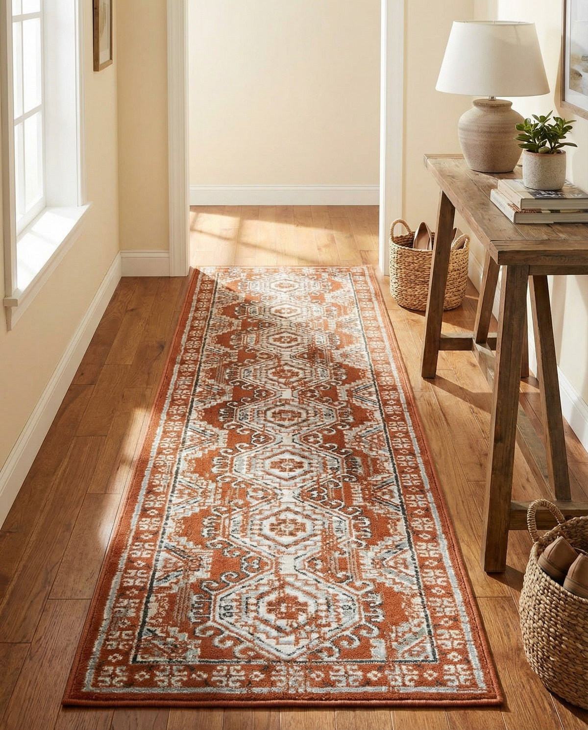 Savannah Elegance Collection Area Rug -  Tybee (Terracotta) Runner Terracotta  lifestyle 66