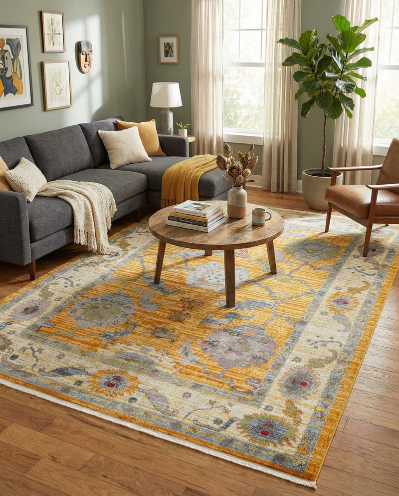 Arcadia Rugs Collection Area Rug - Eden (Yellow) Rectangle Yellow  lifestyle 17