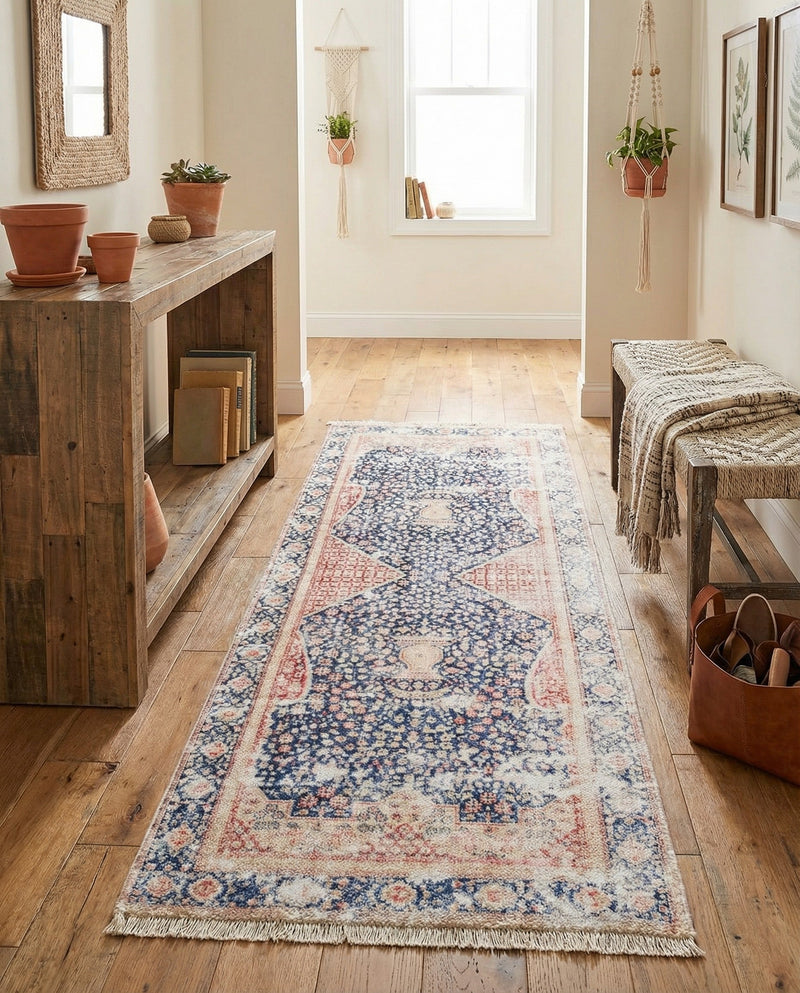 Bazaar Chic Collection Area Rug -  Rabat Runner Navy Blue  lifestyle 46