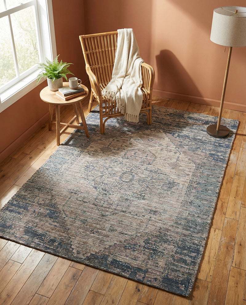 Savannah Threads Collection Area Rug - Sahara Rectangle Blue  lifestyle 23