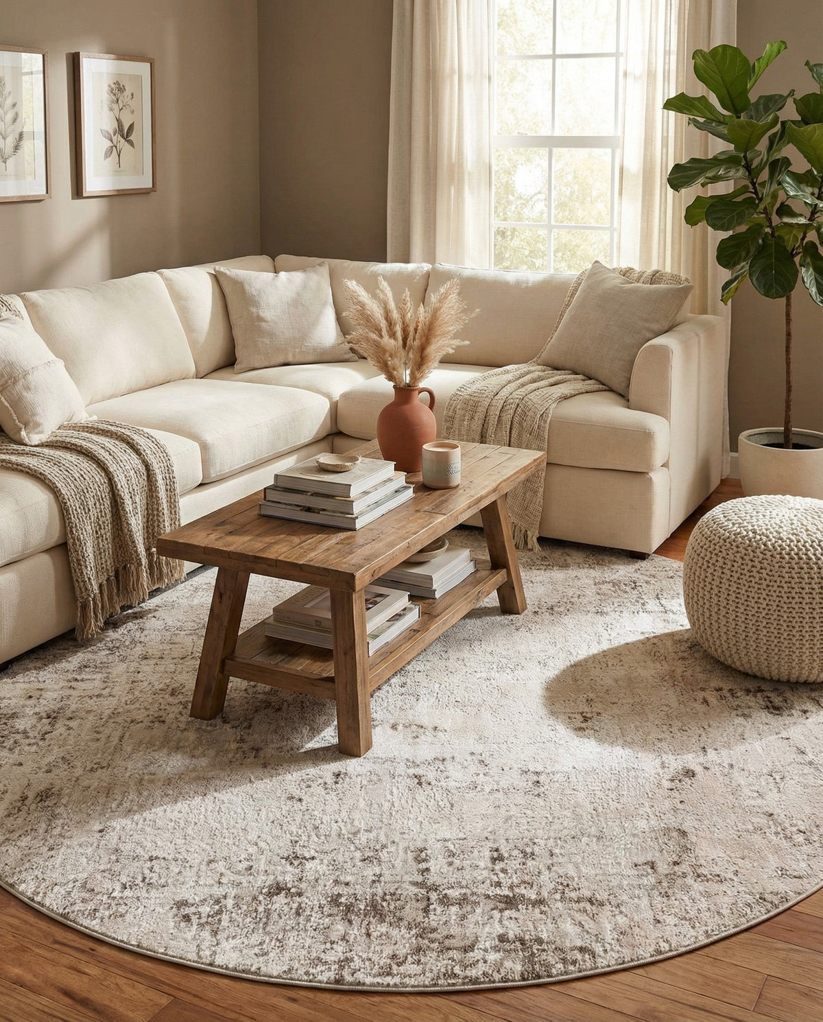Aegean Elegance Collection Area Rug -  Paros Round Gray  lifestyle 86
