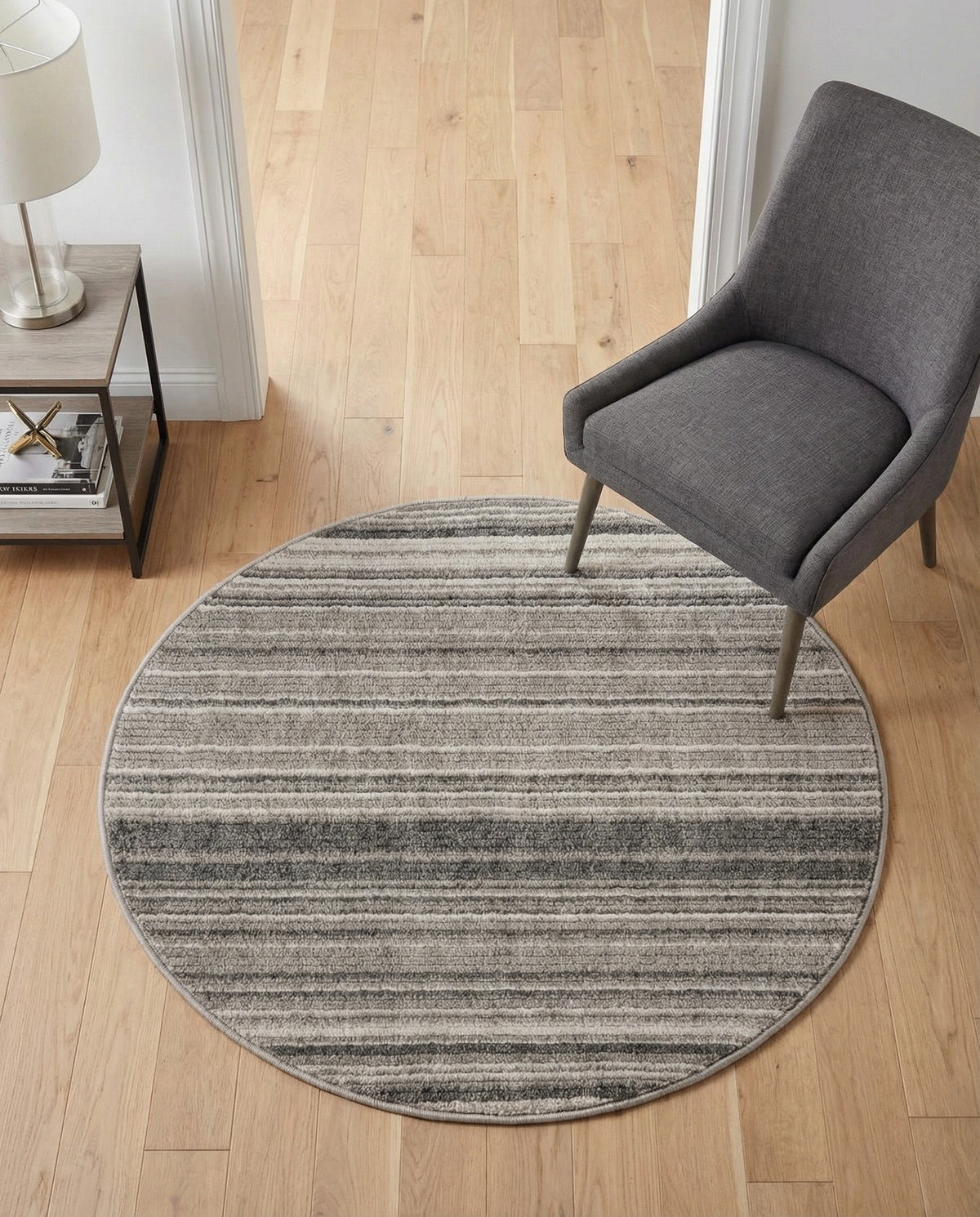 Jewel Oasis Collection Area Rug - Sapphire (Gray) Round Gray  lifestyle 88