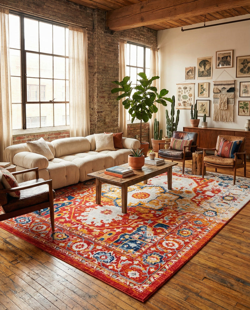 Parisian Elegance Collection Area Rug - Versailles (Rust Red) Rectangle Rust Red  lifestyle 11