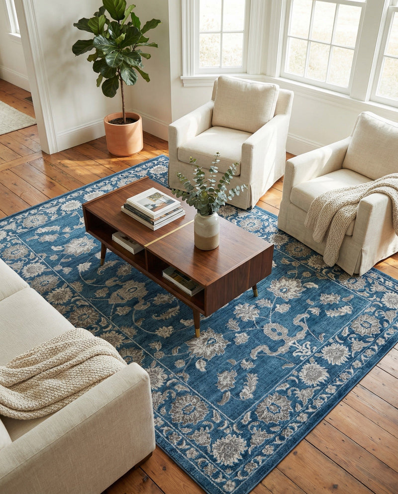 Charleston Elegance Collection Area Rug -  Seaport (Blue) Rectangle Blue  lifestyle 24