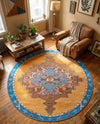 Heritage Elegance Collection Area Rug -  Winterthur (Orange) Round Orange  lifestyle 38