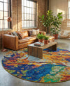 Caribbean Cove Collection Area Rug -  Bequia Round Multi  lifestyle 80