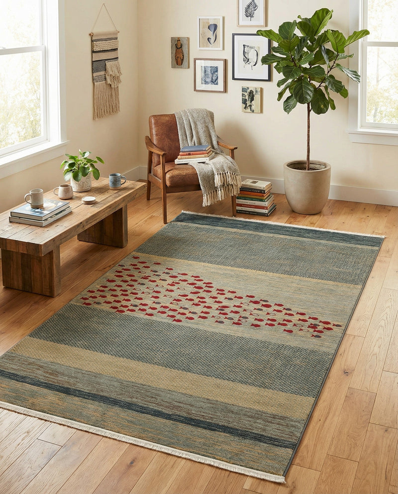Zagros Oasis Collection Area Rug -  Kermanshah Rectangle Blue  lifestyle 7