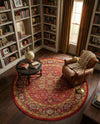 Persian Elegance Collection Area Rug -  Khorasan Round Red  lifestyle 47