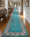 Casablanca Tapestry Collection Area Rug -  Marrakech (Arctic Aqua Blue) Runner Arctic Aqua Blue  lifestyle 49