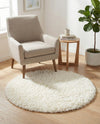 Eternal Plush Oasis Collection Area Rug -  Tranquility (Pearl) Round Pearl  lifestyle 57