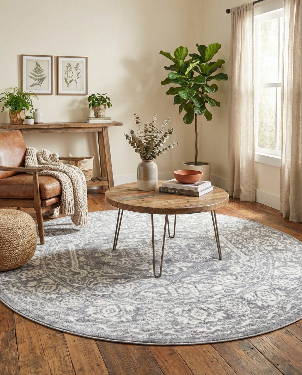 Charleston Elegance Collection Area Rug - Harborview Round Gray  lifestyle 158