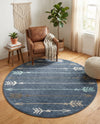 Autumn Meadow Collection Area Rug -  Junipervale Round Navy Blue  lifestyle 60