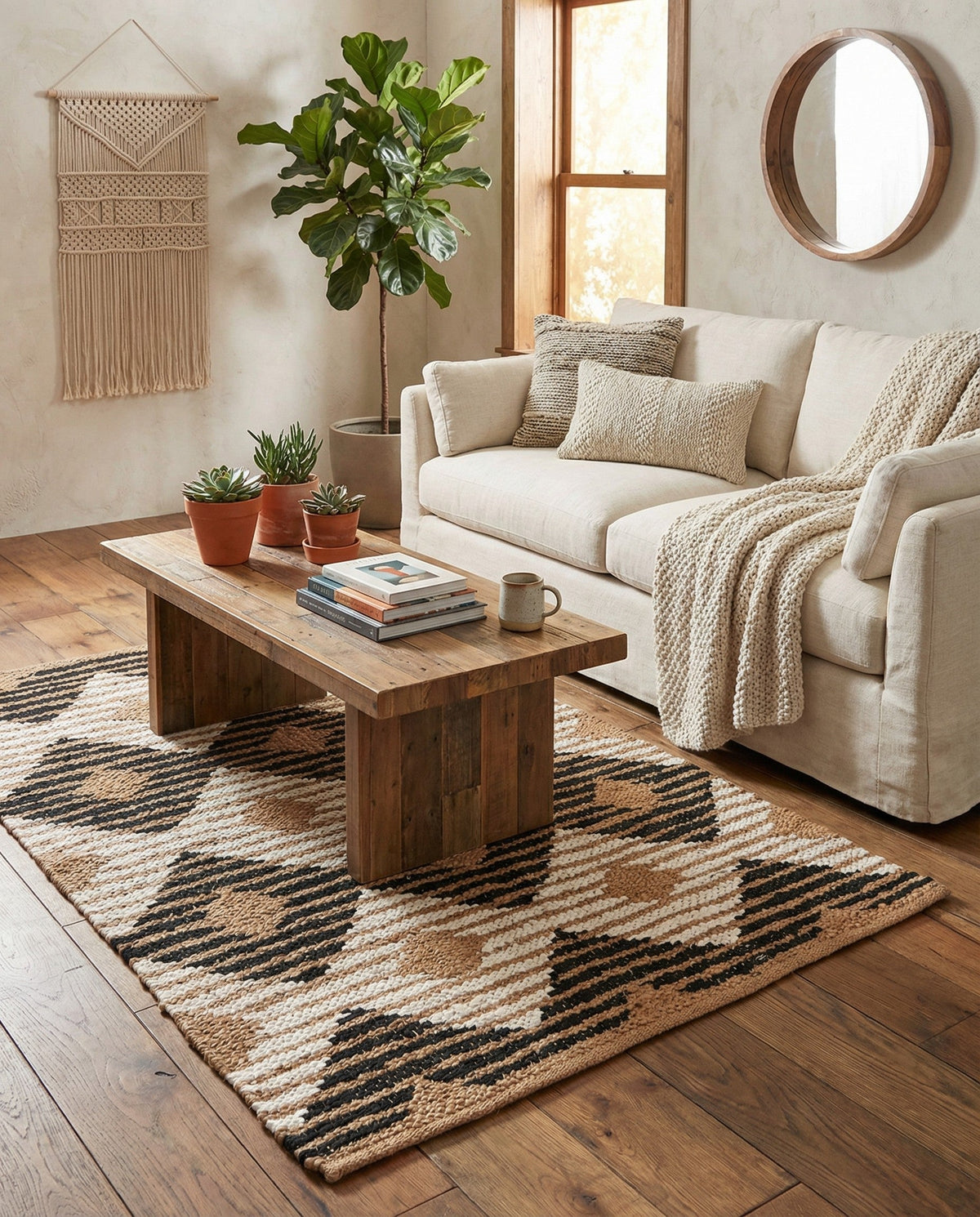 Osian Looms Collection Area Rug - Varanasi Rectangle Natural Black  lifestyle 9