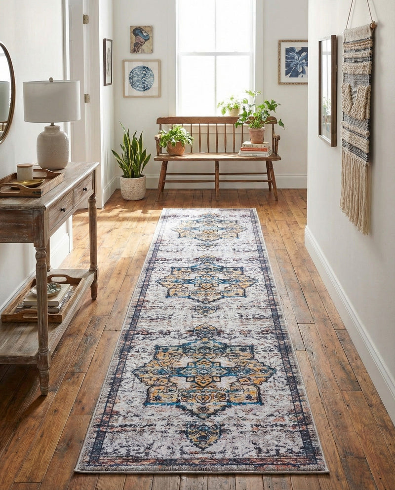 Baroque Era Collection Area Rug - Versailles (Sea Salt White) Runner Sea Salt White  lifestyle 25