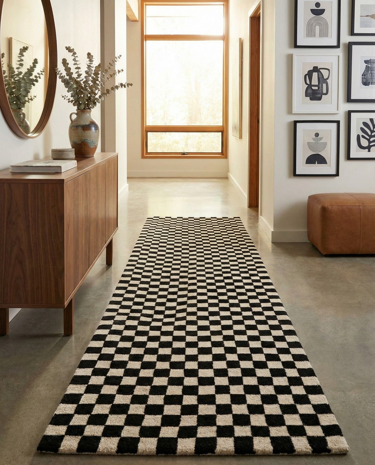 Shepherd's Glen Wool Collection Area Rug - Reykjavik Runner Black and White  lifestyle 91
