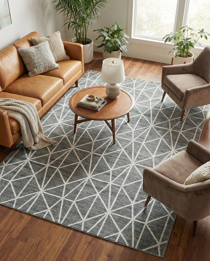 Garden Maze Retreat Collection Area Rug -  Arborlane Rectangle Gray  lifestyle 38