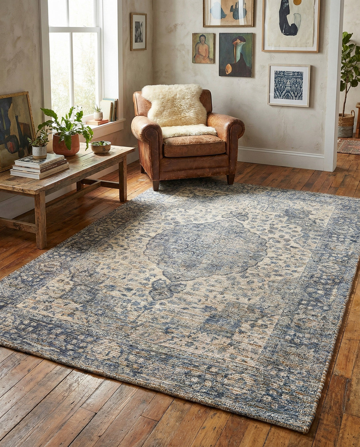 Savannah Threads Collection Area Rug - Charleston Rectangle Blue  lifestyle 20