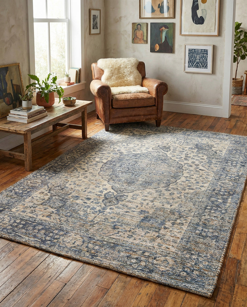 Savannah Threads Collection Area Rug - Charleston Rectangle Blue  lifestyle 20