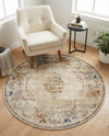 Coastal Manor Collection Area Rug -  Pierpoint Round Blue Cream  lifestyle 61
