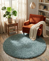Eternal Plush Oasis Collection Area Rug -  Tranquility (Slate Blue) Round Slate Blue  lifestyle 64