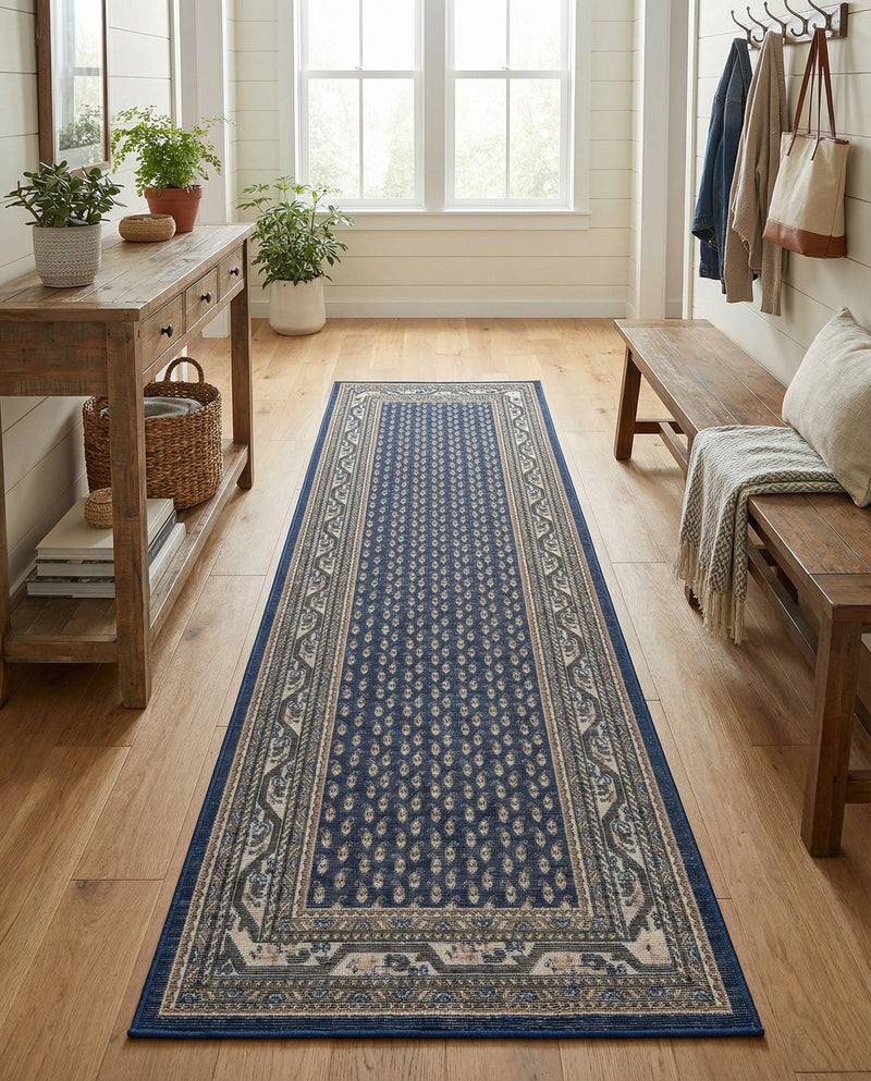 Soho Elegance Collection Area Rug -  Mercer (Blue) Runner Blue  lifestyle 35