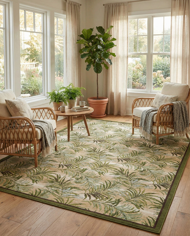 Seaside Blooms Collection Area Rug -  Verdant Rectangle Green  lifestyle 9