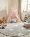 Wonder Tykes Collection Area Rug -  Pixel Round Gray  lifestyle 48