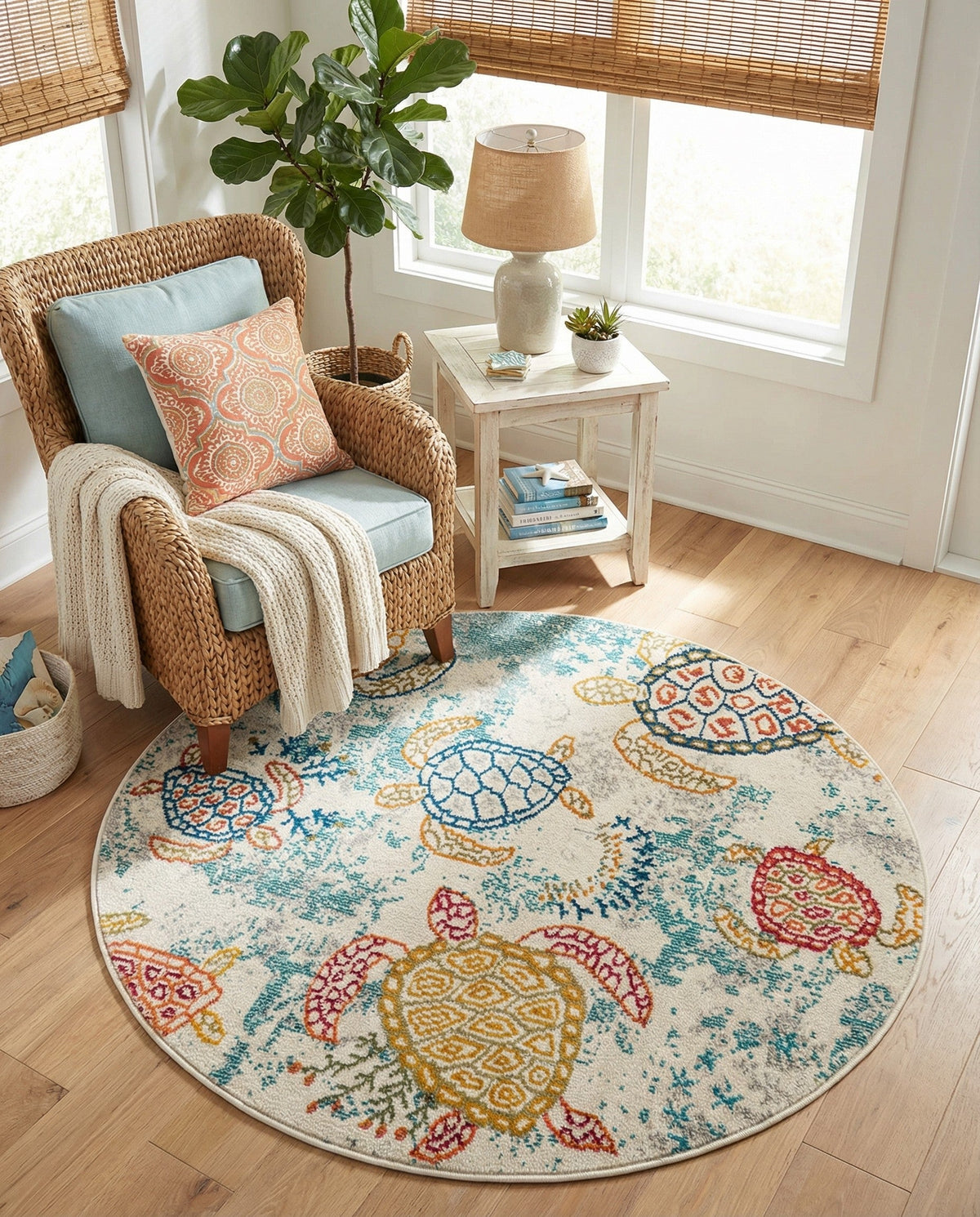 Sorrento Shores Collection Area Rug -  Massa Round Beige  lifestyle 126