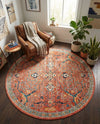 Seville Stripes Collection Area Rug -  Malaga (Brick Red) Round Brick Red  lifestyle 63
