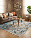 Parisian Elegance Collection Area Rug - Versailles (Teal) Square Teal  lifestyle 41