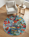 Colorburst Oasis Collection Area Rug -  Fresco Round Aqua  lifestyle 77