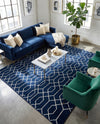Hollywood Luxe Collection Area Rug - Sunset (Navy Blue Silver) Rectangle Navy Blue Silver  lifestyle 15