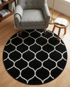 Trellis Mosaic Collection Area Rug -  Pergolatown (Black) Round Black  lifestyle 35