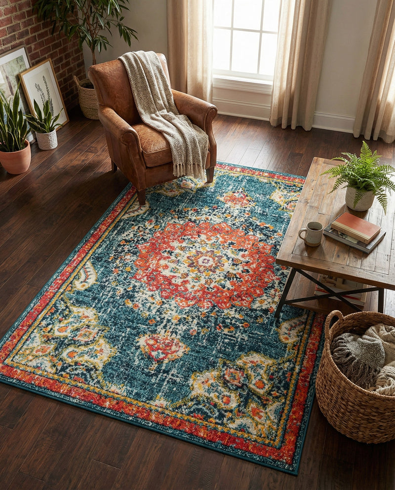 Brighton Terrace Collection Area Rug - Hove (Blue) Rectangle Blue  lifestyle 12