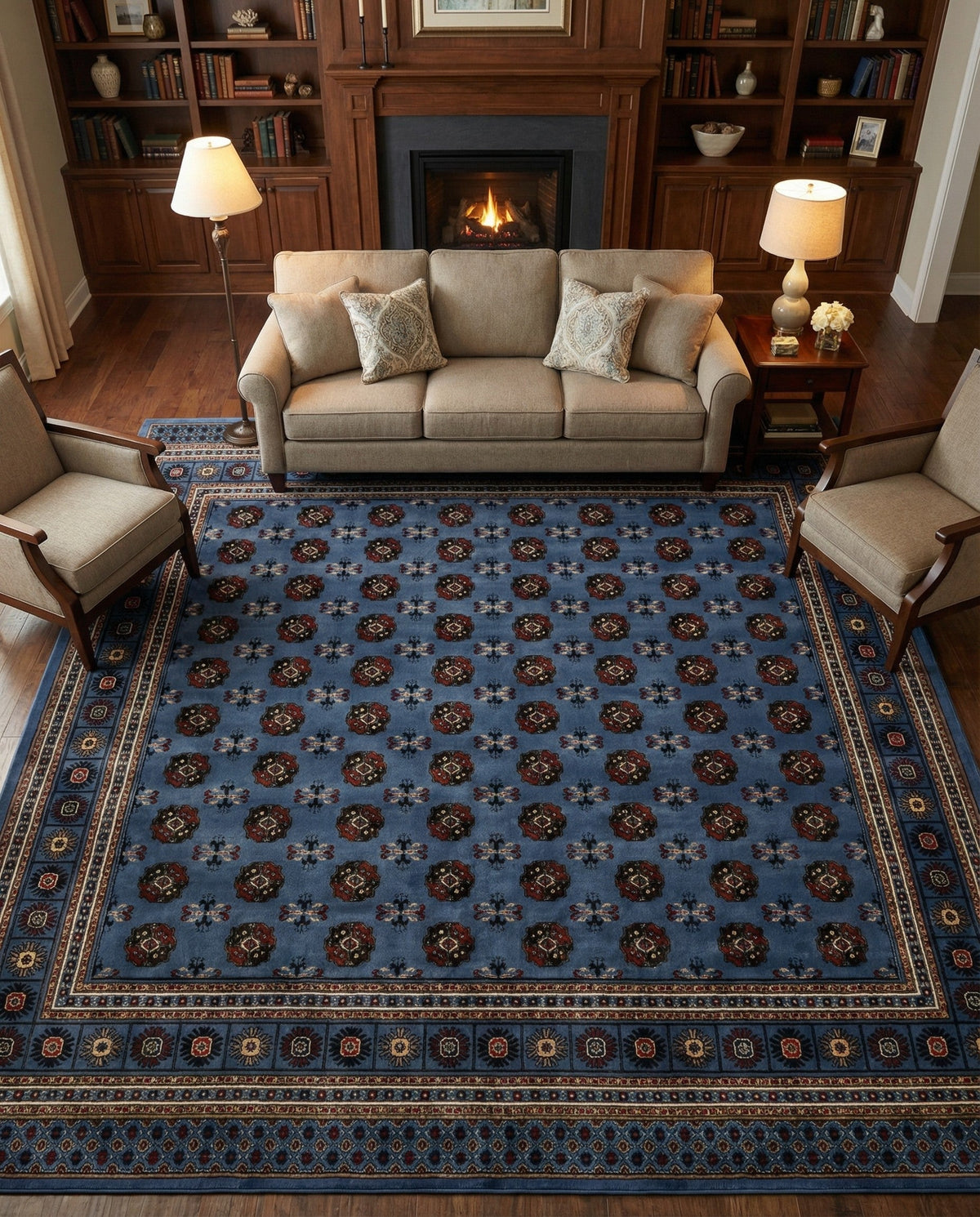 Samarkand Elegance Collection Area Rug -  Margilan (Blue) Square Blue  lifestyle 68