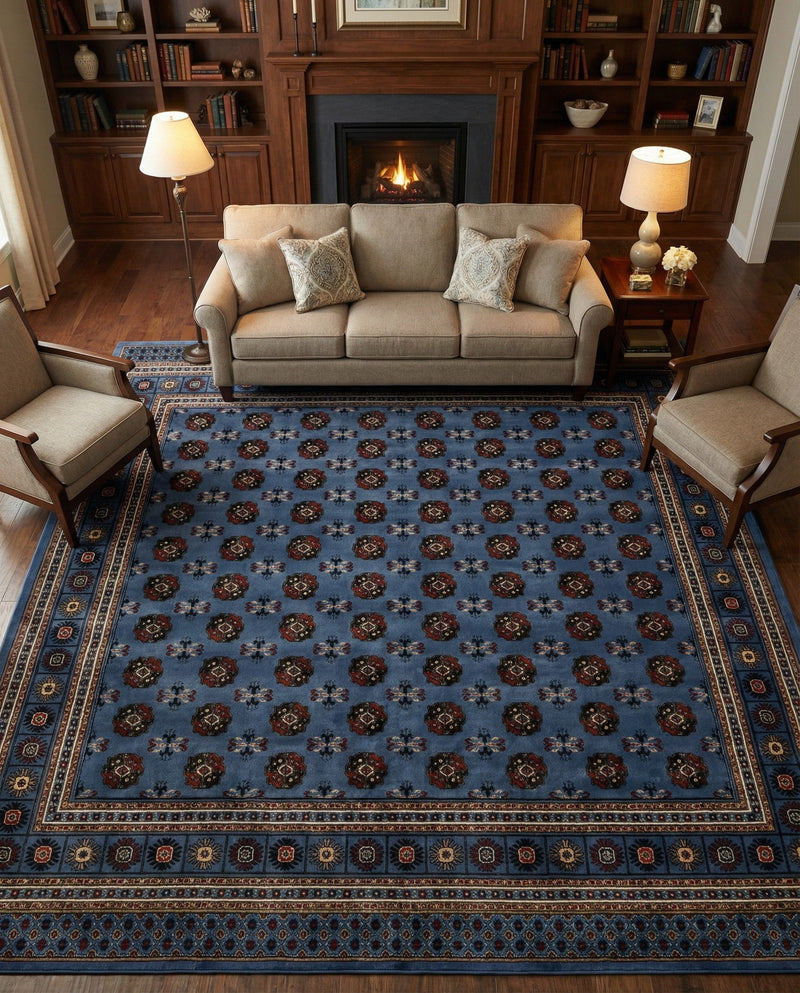 Samarkand Elegance Collection Area Rug -  Margilan (Blue) Square Blue  lifestyle 68