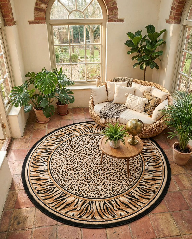 Savannah Sojourn Collection Area Rug -  Chobe Round Light Brown  lifestyle 56