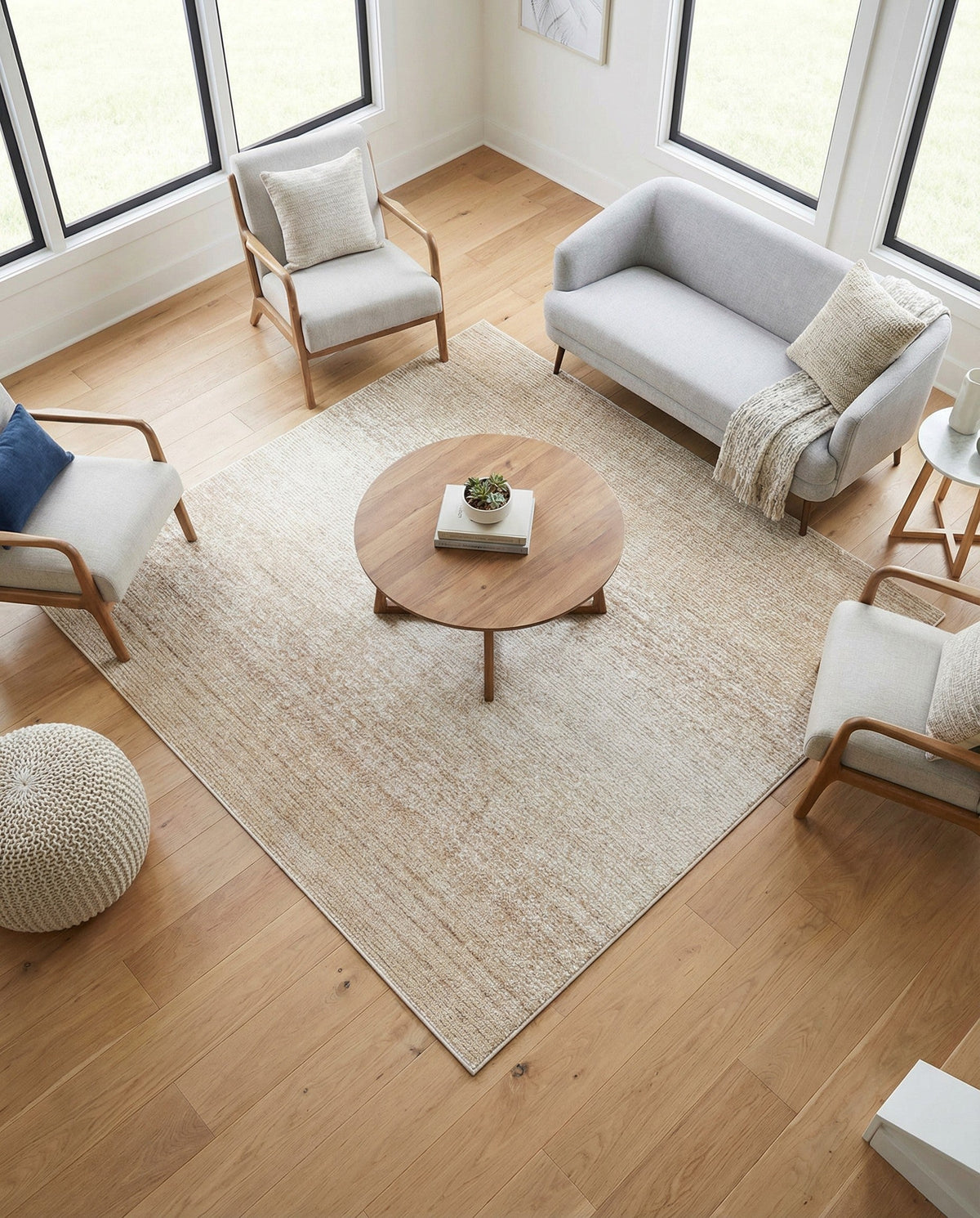 Jewel Oasis Collection Area Rug - Sapphire (Ivory) Square Ivory  lifestyle 147