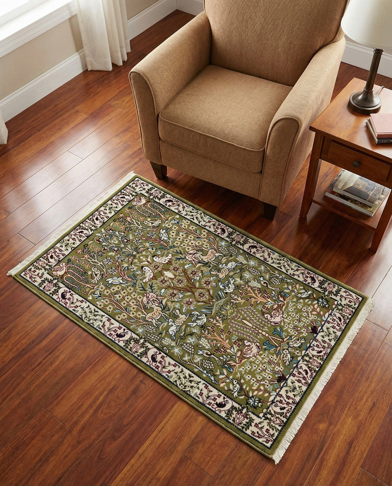 Persian Elegance Collection Area Rug -  Kerman (Green) Rectangle Green  lifestyle 6