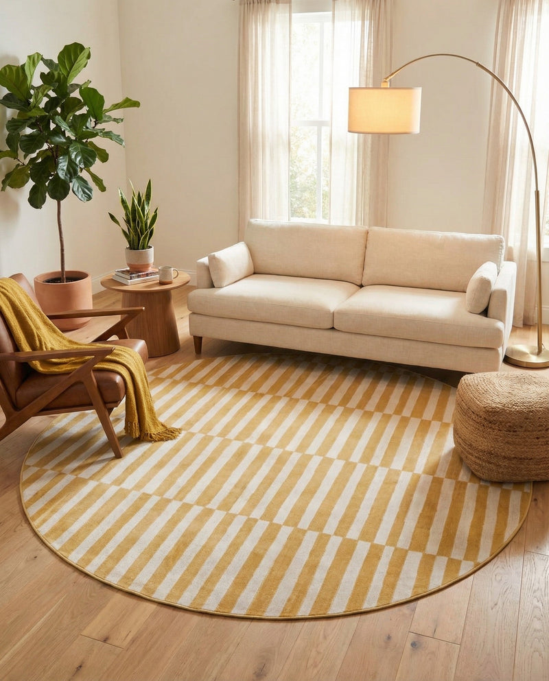 Soho Elegance Collection Area Rug -  Hudson (Yellow) Round Yellow  lifestyle 41